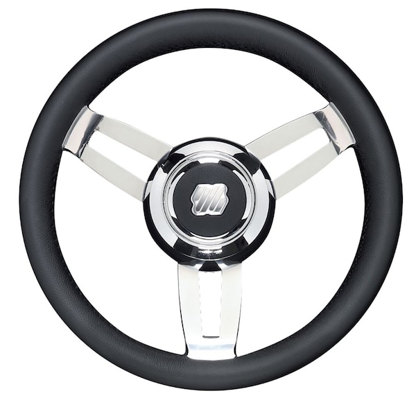 Uflex Usa Uflex Morosini 13.8 in. Steering Wheel, Black Polyurethane w/Stainless Steel Spokes and Chrome Hub MOROSINI U/CH/B - main